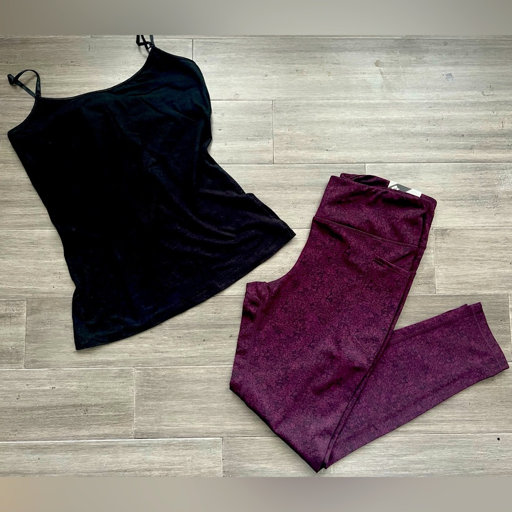 NEW Members Mark Women’s Purple & Black Textured Leggings / XL